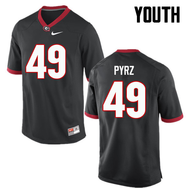 Youth Georgia Bulldogs #49 Koby Pyrz College Football Jerseys-Black